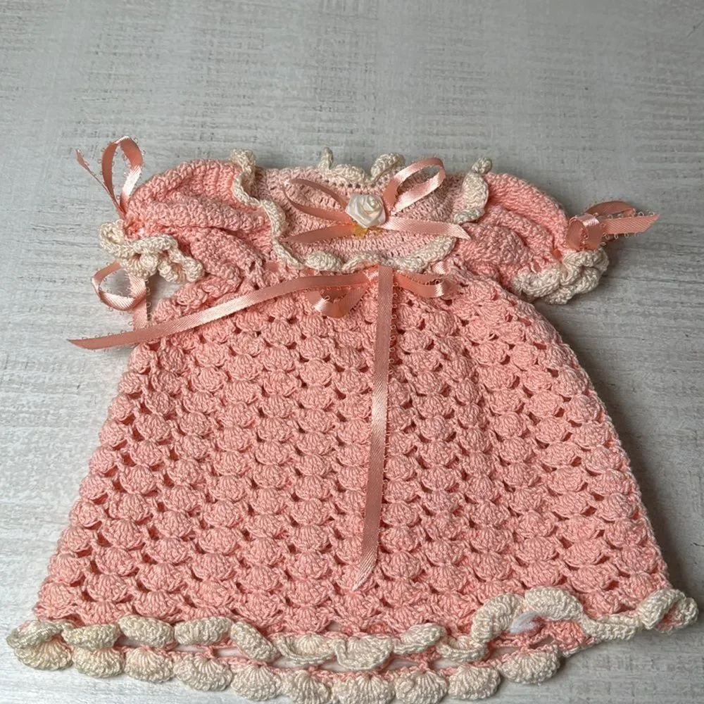 Toilet Paper Vintage Cover Doll Peach Crochet Grandma Cottage Victorian